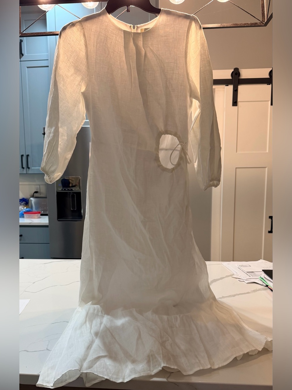 DISSH Cream Midi Dress with Subtle Tie Waist